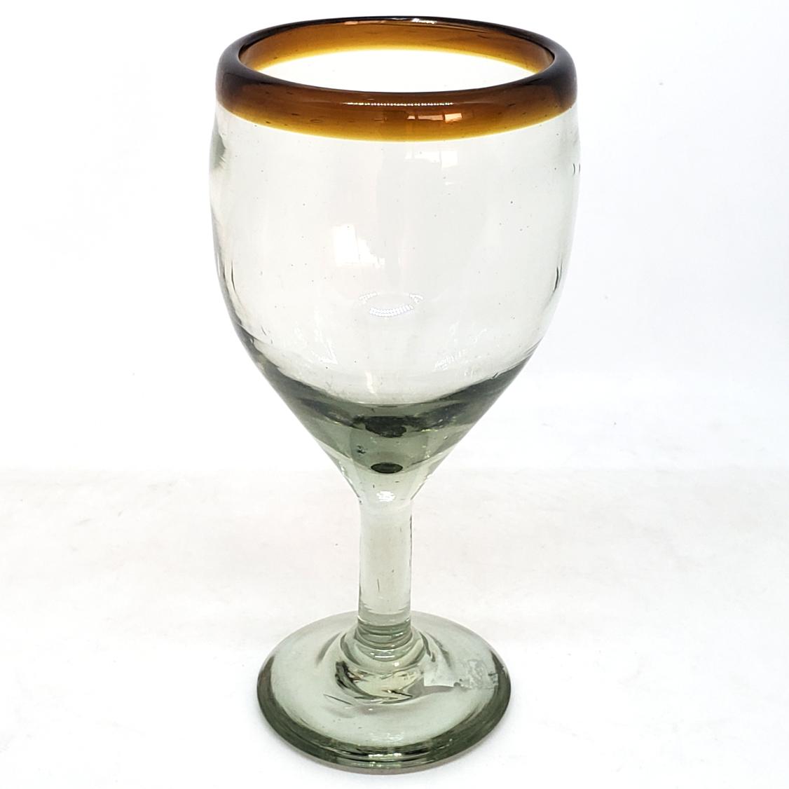 Wholesale Colored Rim Glassware / Amber Rim 13 oz Wine Glasses  / Capture the bouquet of fine red wine with these wine glasses bordered with a bright, amber rim.